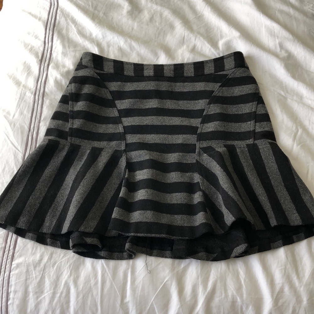 Gray & Black Striped Skater Skirt